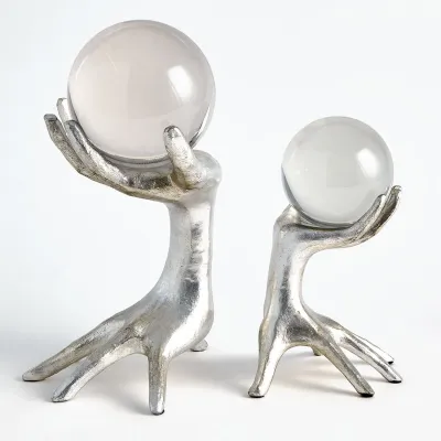 Hands on Sphere Holder Silver Leaf Small
