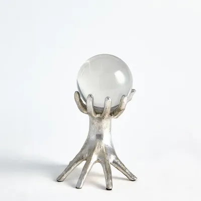 Hands on Sphere Holder Silver Leaf Small