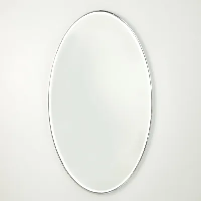 Elongated Oval Mirror Nickel Large