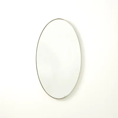 Elongated Oval Mirror Nickel Small