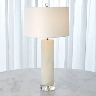 Alabaster Cylinder Table Lamp Brass