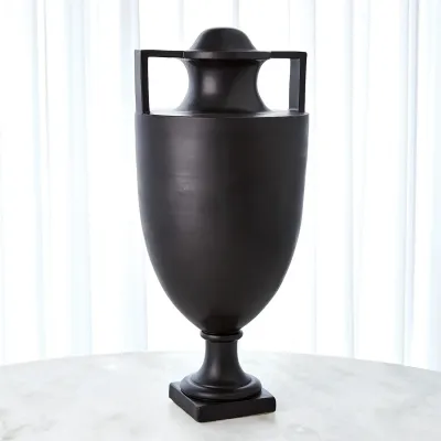 Square Handle Amphora Urn Matte Black