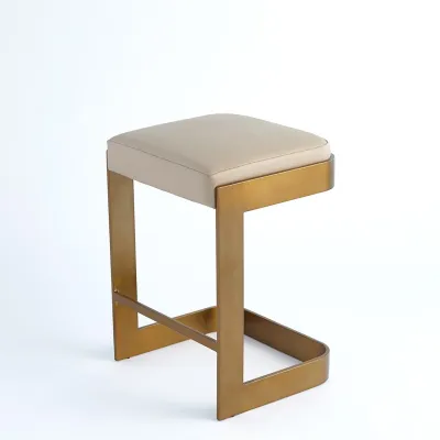 Regan Low Bar Stool w/Ivory Leather Ant