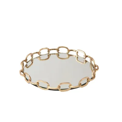 Linked Mirrored Tray Brass Small