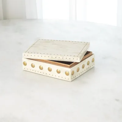 Bone Box with Brass Stud Accents Small