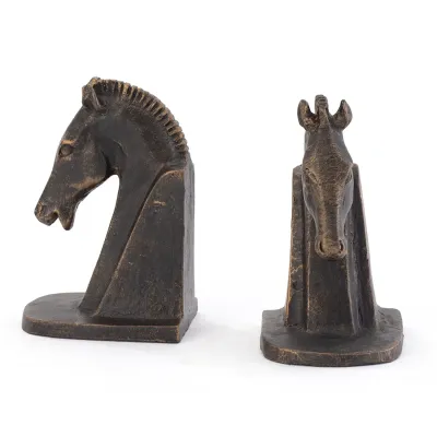 Trojan Horse Head Bookends Bronze