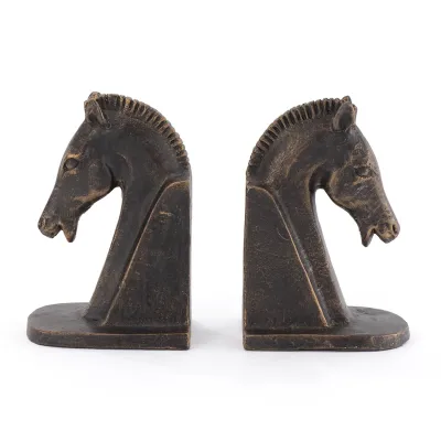 Trojan Horse Head Bookends Bronze