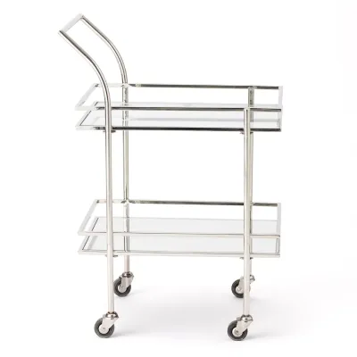 Rectangular Bar Cart w/Mirror Nickel