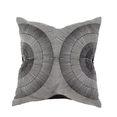 Radial Circle Pillow Black/White