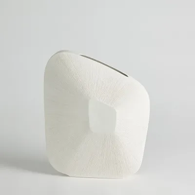 Offset Square Scratch Vase Matte White