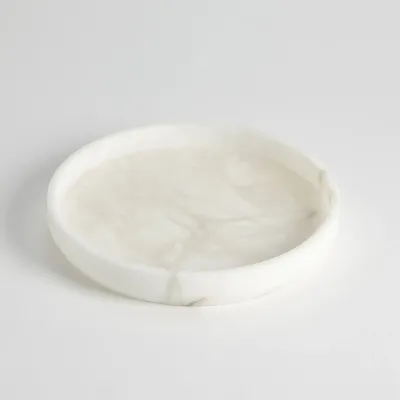 Alabaster Tapered Round Tray White