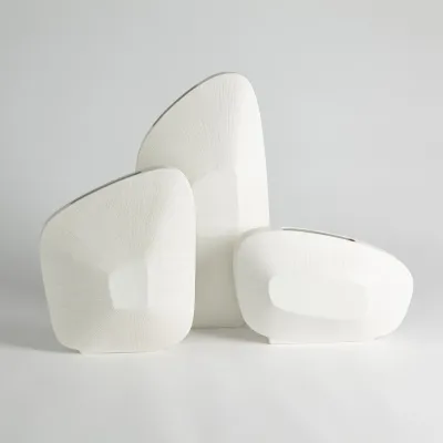 Offset Square Scratch Vase Matte White