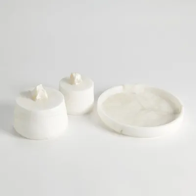 Alabaster Tapered Round Tray White