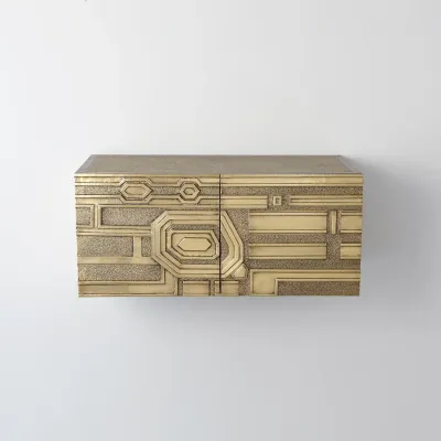 Abstract Block Cabinet Left Brass