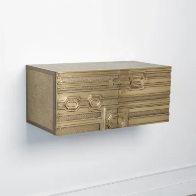 Abstract Block Cabinet Right Brass