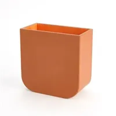 Radius Edge Leather Wastebasket Orange