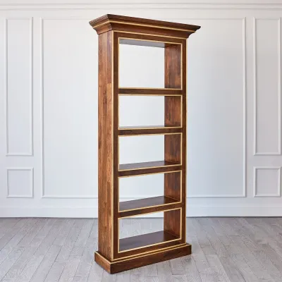 Full Library Bookcase Brass Framed