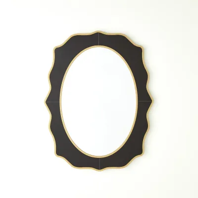 Oval Beveled Mirror with Black Glass Sur