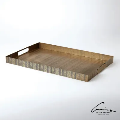 Kokoro Etched Rectangular Tray Brass Large