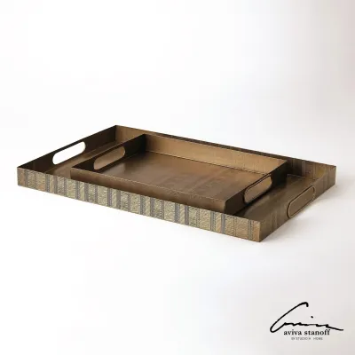 Kokoro Etched Rectangular Tray Brass Small