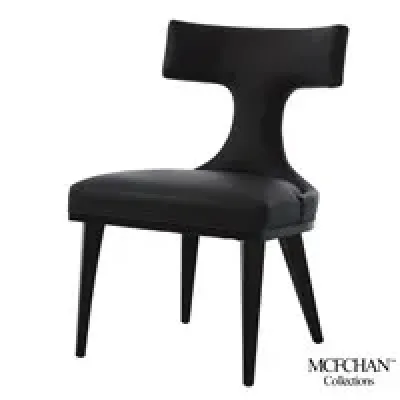 Anvil Back Dining Chair Black Leather