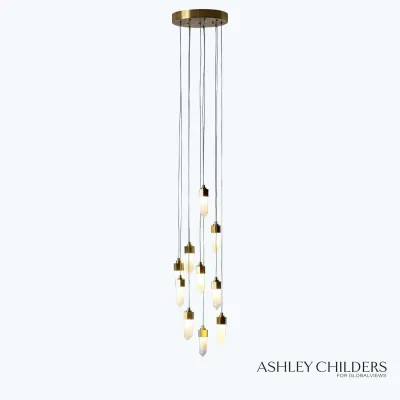 Leo Pendant 10 Drop Round Satin Brass