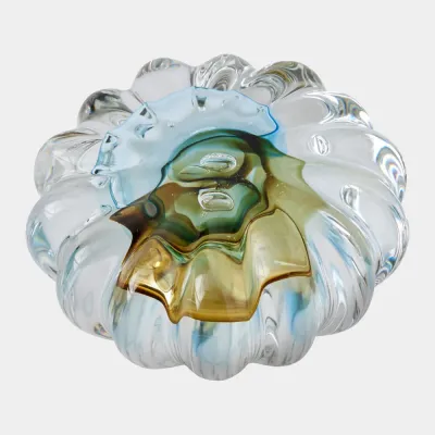 Anemone Topaz/Blue Ribbed Sculpture