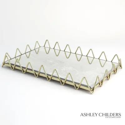 Ric Rac Tray Gold w/Antique Mirror