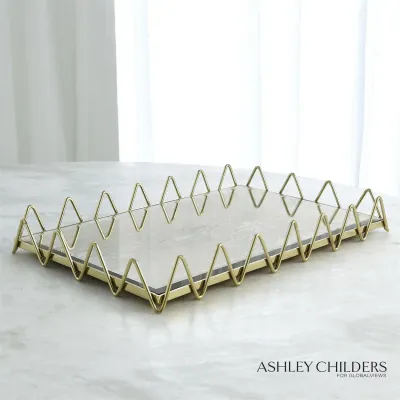 Ric Rac Tray Gold w/Antique Mirror
