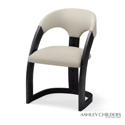 Delia Dining Chair Ebony Cerused Muslin