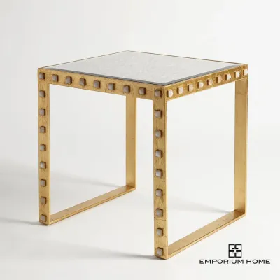 Quartz Stud End Table Gold Leaf