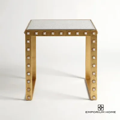 Quartz Stud End Table Gold Leaf