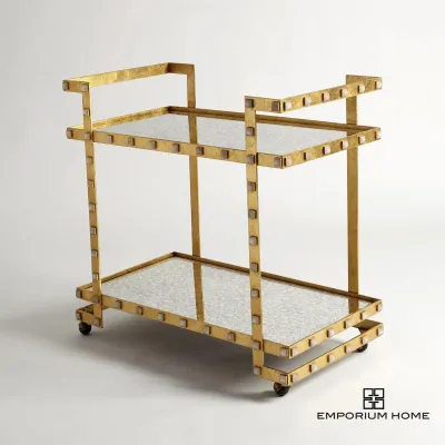 Quartz Stud Bar Cart Gold Leaf