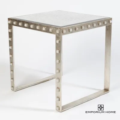 Quartz Stud End Table Silver Leaf