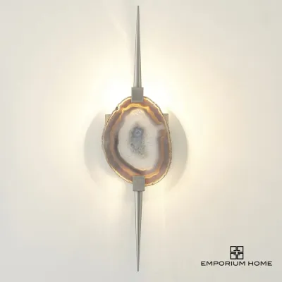 Eclipse Agate Sconce Satin Nickel