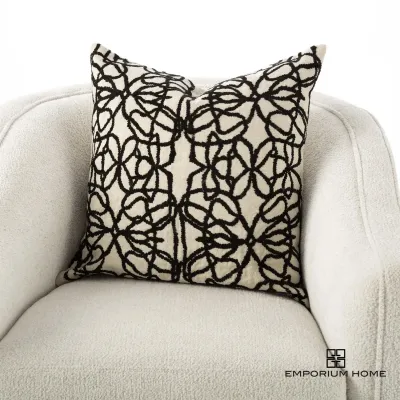 Moth Pillow Black/Bone 22" x 22"