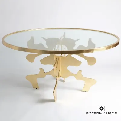 Ink Blot Dining Table Gold Leaf 60"