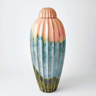 Fluted Jar w/Lid Watercolor