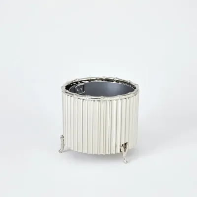 Corrugated Bamboo Cachepot Nickel Small