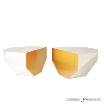 S/2 Gema Coffee Tables Ivory/Gold (Set of 2 )