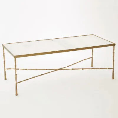 Spike Cocktail Table Antique Brass w/Wh