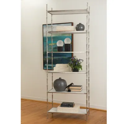 Spike Etagere Antique Nickel w/White Mar