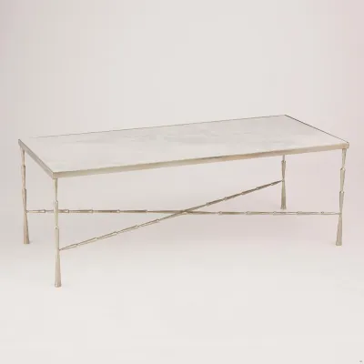 Spike Cocktail Table Antique Nickel/Whi