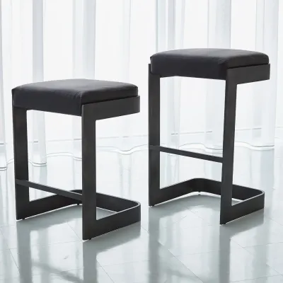 Regan High Bar Stool w/Black Leather Gr