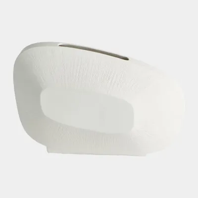 Offset Matte White Square Scratch Vase Large
