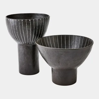 Cinder Striped Footed Bowl