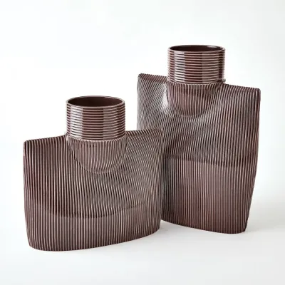 Ribbed Plum Collar Vase