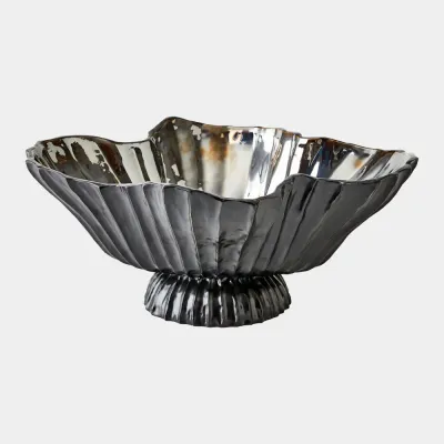 Folha Black/Metallic Footed Bowl