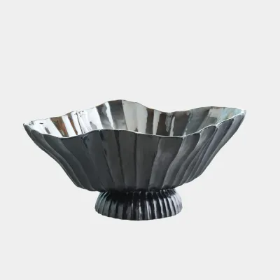 Folha Black/Metallic Footed Bowl