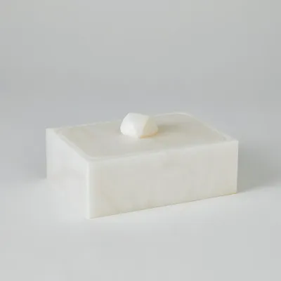Facet Knob Alabaster Box White Large